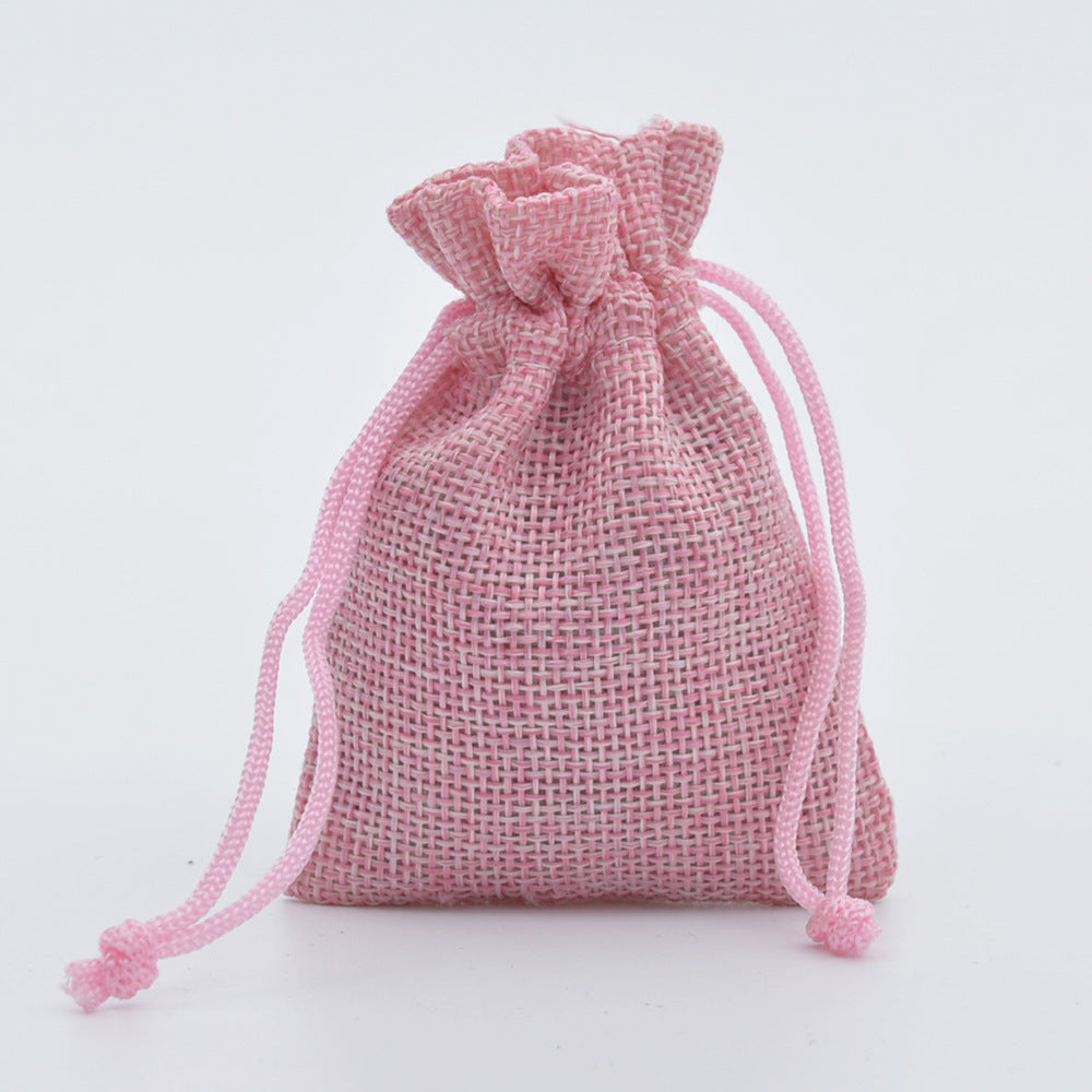 Hersteller Großhandel Kordelzug Leinenbeutel Mini Seil Leinen Schmuck Verpackung Geschenktüte Bündel Mund Kleine Stofftasche