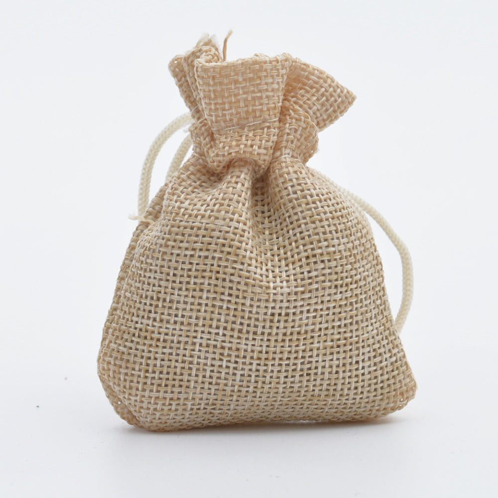Hersteller Großhandel Kordelzug Leinenbeutel Mini Seil Leinen Schmuck Verpackung Geschenktüte Bündel Mund Kleine Stofftasche