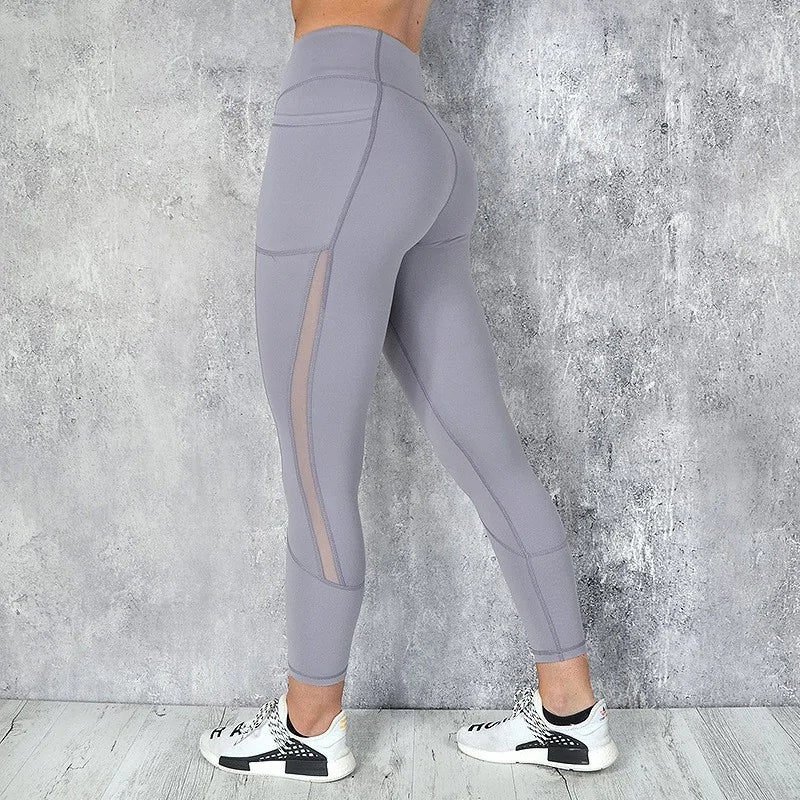 Sport-Yogahose mit Taschen und einfarbig