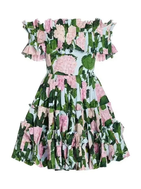 Sommerkleider mit Blumenmuster und Rüschen