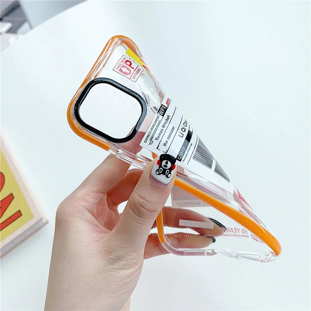 Luxury Orange border DHL Letter label Phone Case for iPhone