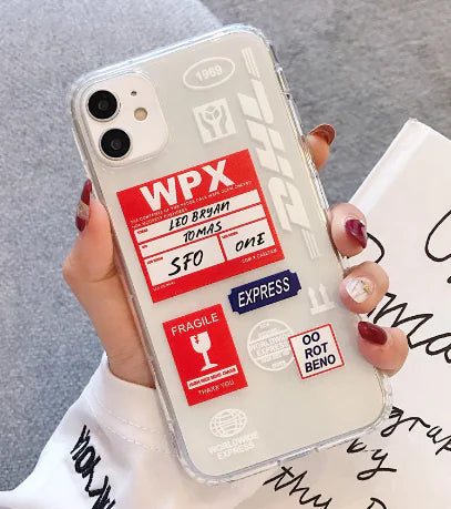 Luxury Orange border DHL Letter label Phone Case for iPhone