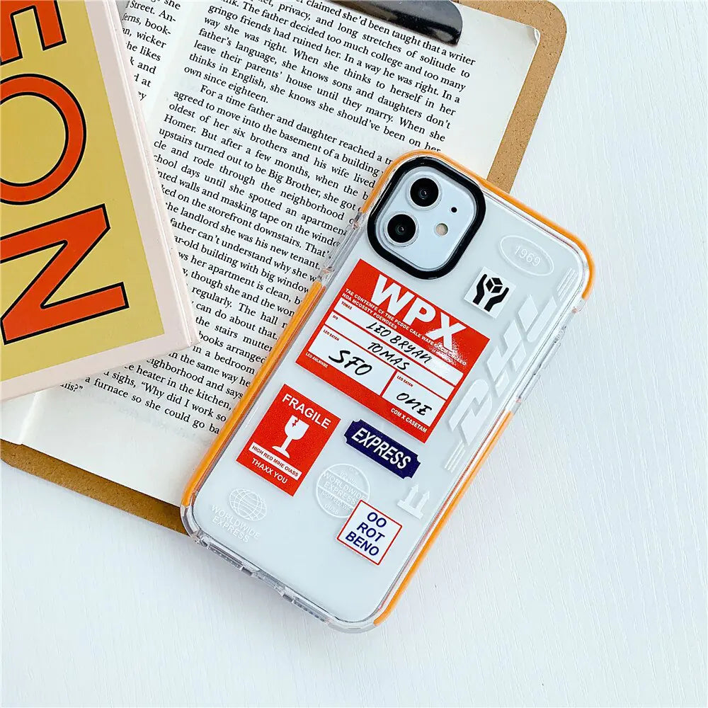 Luxury Orange border DHL Letter label Phone Case for iPhone