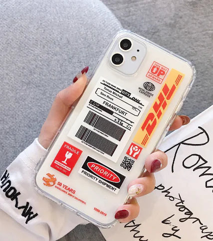 Luxury Orange border DHL Letter label Phone Case for iPhone
