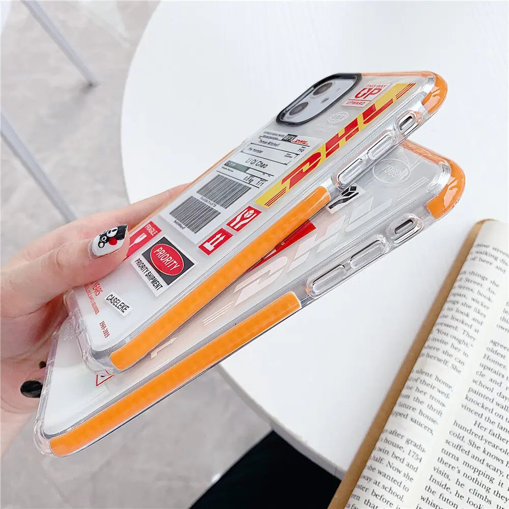 Luxury Orange border DHL Letter label Phone Case for iPhone